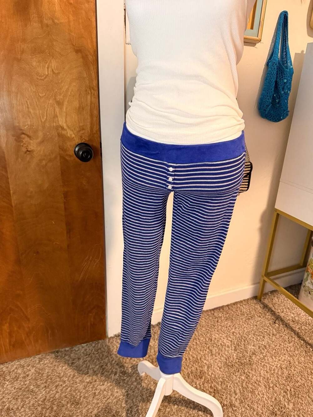 2010 Victoria's Secret Striped Velour Lounge Jogger Pants Size XS
